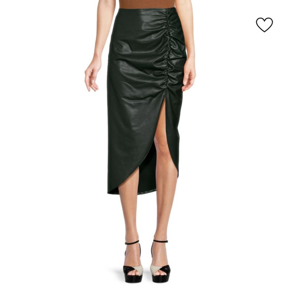 Veronica Beard Faux Leather Ruched Skirt size 10 like new